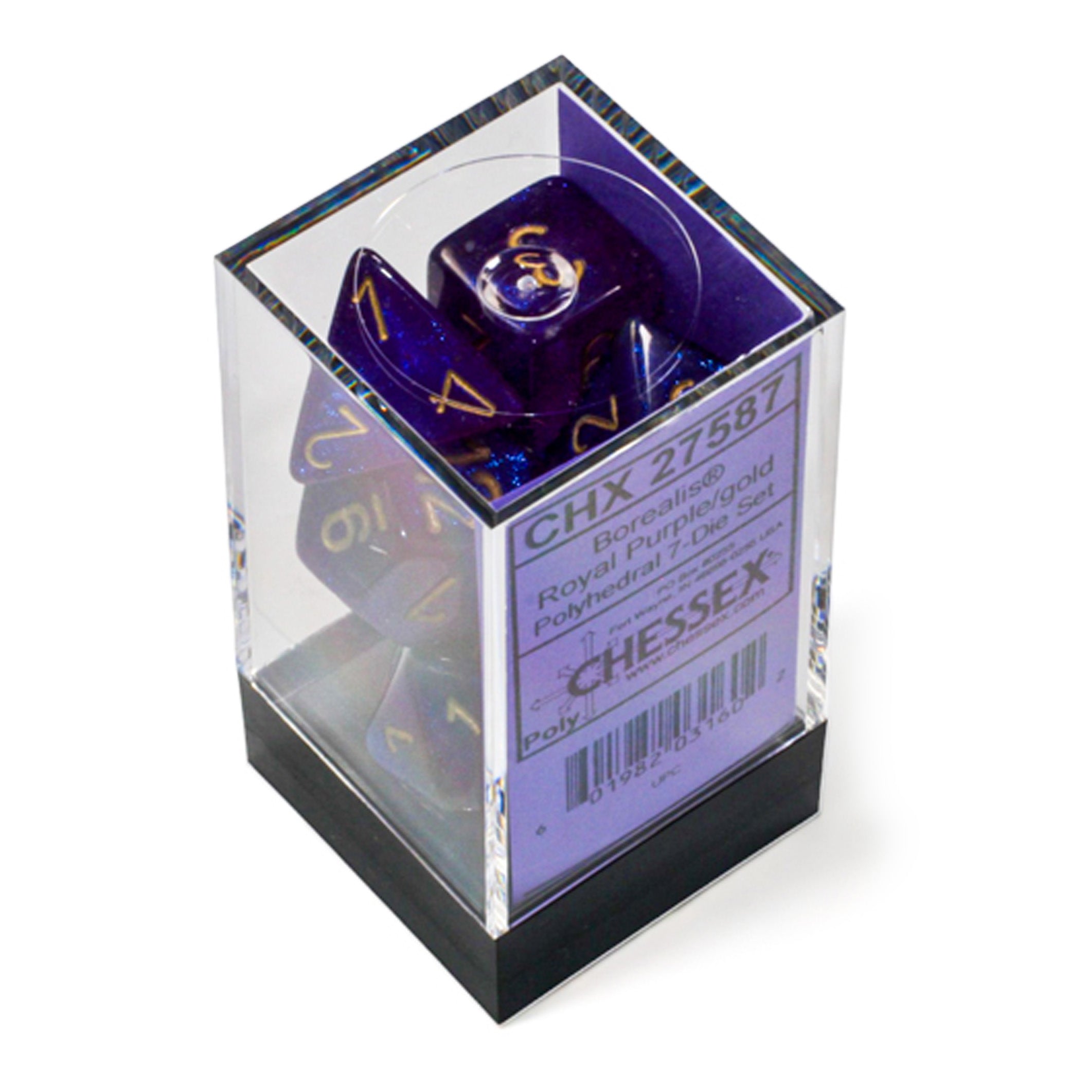 Borealis Royal Purple/Gold Luminary Polyhedral 7-Dice Set