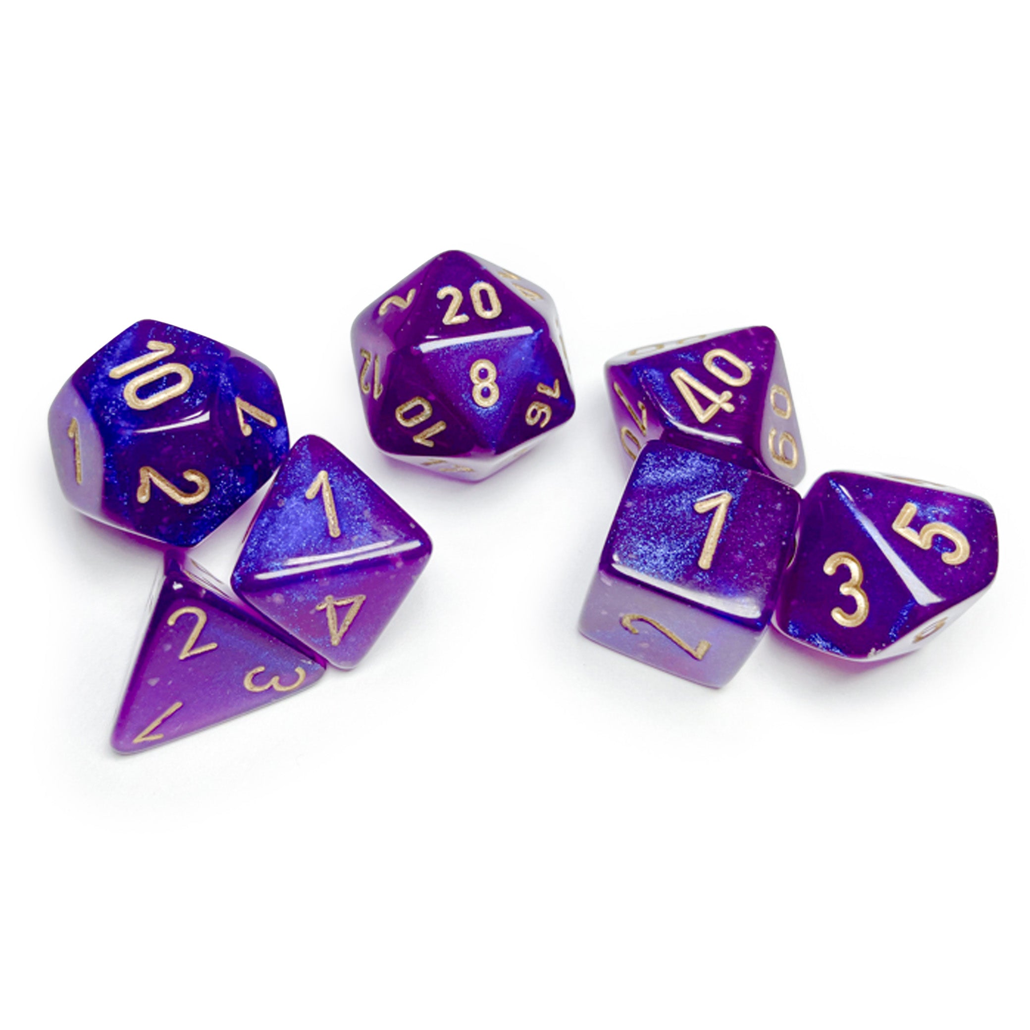Borealis Royal Purple/Gold Luminary Polyhedral 7-Dice Set
