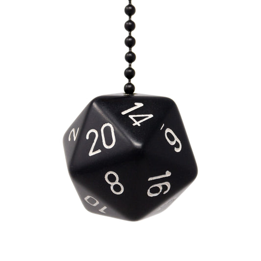 Black Jumbo D20 Ceiling Fan Pull Chain