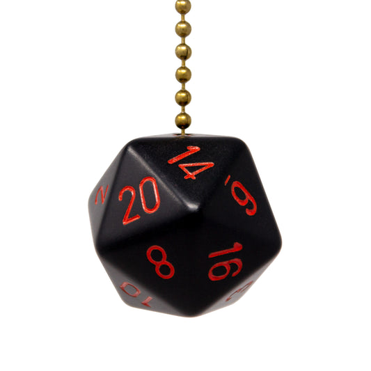 Black w/Red Jumbo D20 Ceiling Fan Pull Chain